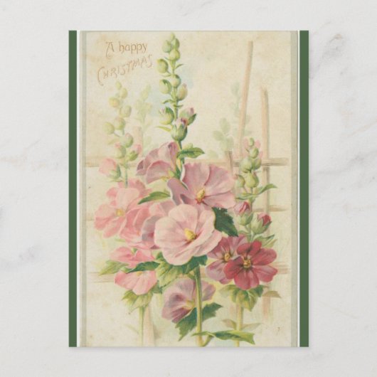 Vintage Rosa Garden Blume Weihnachten Postkarte (Vorderseite)