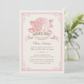 Vintage rosa Garten-Party-Duschen-Einladungen Einladung (Stehend Vorderseite)
