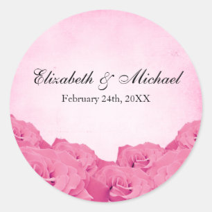 Vintage Rosa-Gastgeschenk Hochzeit Runder Aufkleber