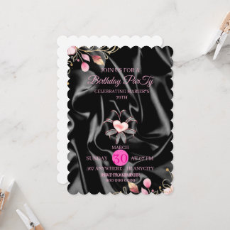 Vintage-Rosa-Geburtstags-Einladung | Elegant Einladung