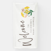 Vintage rosa gelbe Blütendusche Begrüßung Banner (Vertikal)