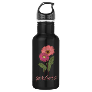 vintage rosa Gerbera für Blumenliebhaber Edelstahlflasche