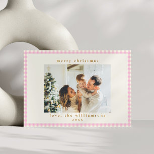 Vintage rosa Gingham Karo Custom Foto Weihnachten