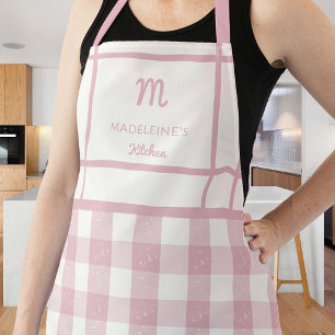 Vintage-Rosa-Gingham-Monogramm-Geschenk für Mama o Schürze