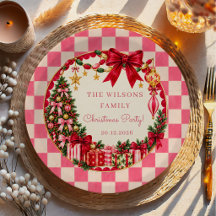 Vintage rosa Gingham-Schleife Weihnachtsfeier