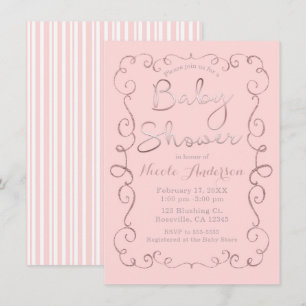 Vintage Rosa Glanz Rose Gold Babyparty Einladung