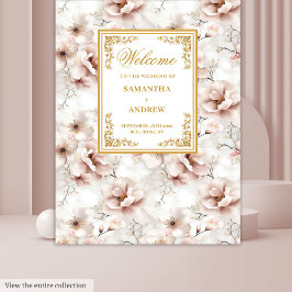 Vintage Rosa-Gold-Blütenband Wandteppich