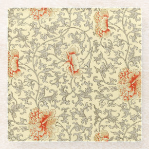Vintage Rosa Grau Botanisch Floral Glasuntersetzer