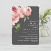 Vintage Rosa Grau Brautparty Hochzeit Einladung (Stehend Vorderseite)