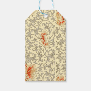 Vintage rosa graue Kunstwerke Botanische Flora Geschenkanhänger