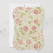 Vintage Rosa Grüne Blumendusche Einladung (Rückseite)