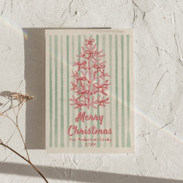 Vintage rosa grüne Bows Baum Weihnachten Non-Foto