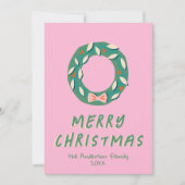 Vintage Rosa Grüne Farbige Funk Kranz Weihnachten (Vorderseite)