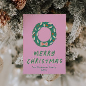 Vintage Rosa Grüne Farbige Funk Kranz Weihnachten