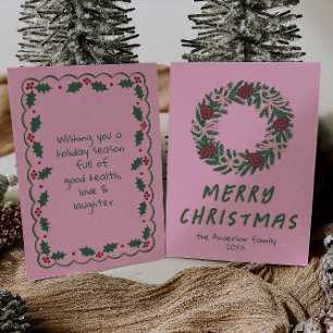 Vintage Rosa Grüne Schleifen Kranz Weihnachten Nic