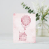 Vintage Rosa Heißluftballon Bewegende Hütte Postkarte (Stehend Vorderseite)