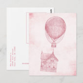 Vintage Rosa Heißluftballon Bewegende Hütte Postkarte (Vorne/Hinten)