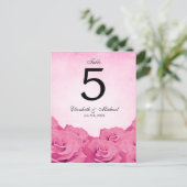 Vintage Rosa-Hochzeit-Tischnummer Postkarte (Stehend Vorderseite)