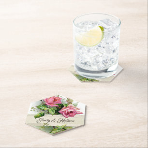 Vintage Rosa Hochzeiten Rose Untersetzer