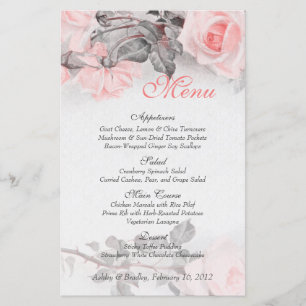 Vintage-Rosa-Hochzeitsmenükarte im Blush-Ton