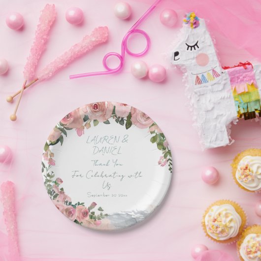 Vintage Rosa Hochzeitspapier-Teller Pappteller (Party)