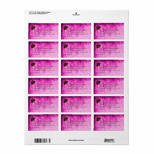 Vintage rosa Hochzeitsplatten Adressaufkleber (Vorne)