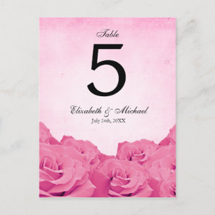 Vintage-Rosa-Hochzeitstisch-Nummer Postkarte