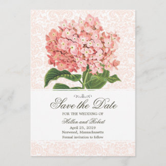 Vintage rosa Hortensie Save The Date