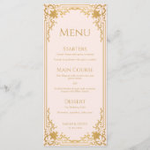 Vintage Rosa Imitats Goldene Antiquitäten Hochzeit Menükarte (Vorderseite)