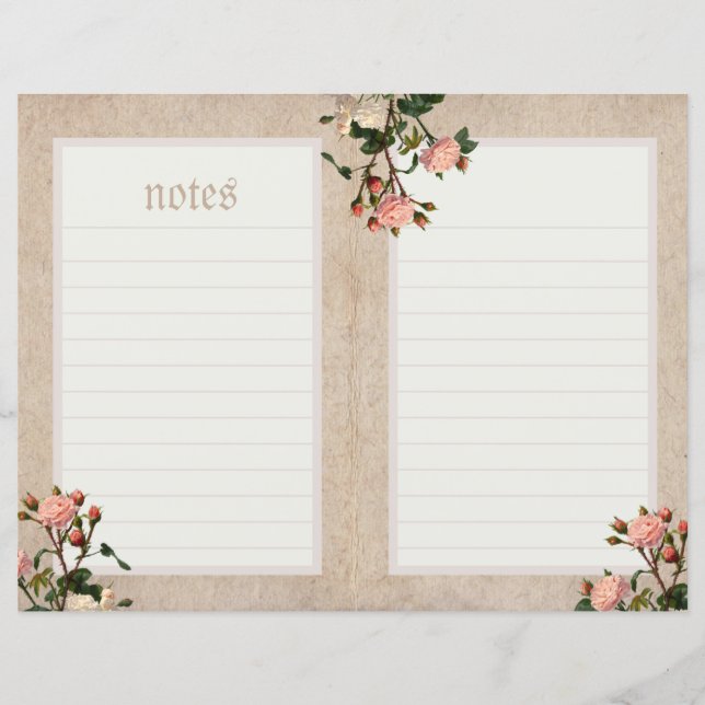 Vintage Rosa-Journal-Seite (Vorderseite)