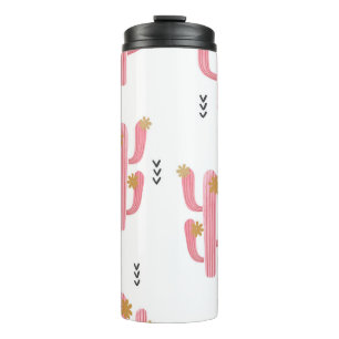Vintage rosa Kaktus Wasserfarbmuster Thermosbecher