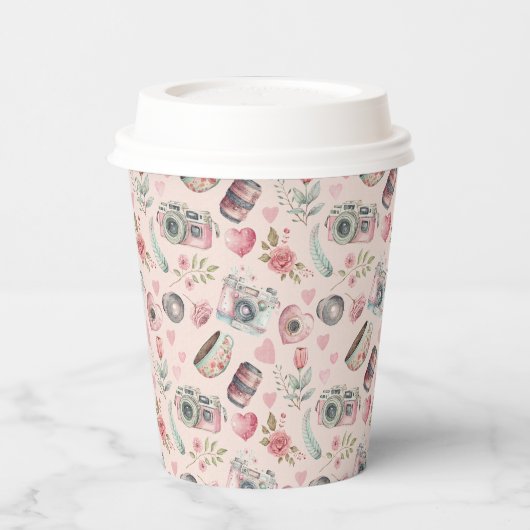 Vintage rosa Kamera Pappbecher (Links)
