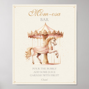 Vintage-Rosa-Karussellpferd-Mom-osa-Bar Poster