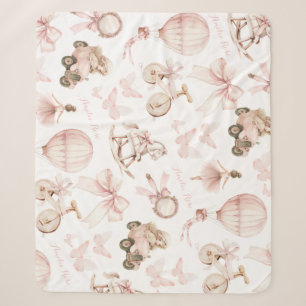 Vintage-Rosa-Kinderzimmer-individueller Name Baby Sherpadecke