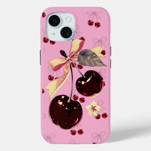 Vintage-Rosa-Kirsch- und Schleifenmuster iPhone-Hü Case-Mate iPhone Hülle (Rückseite)
