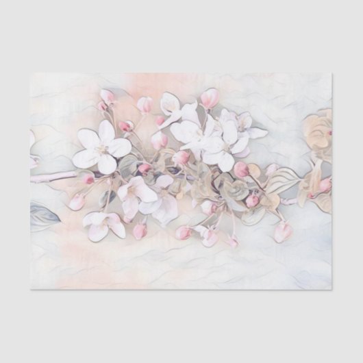 Vintage Rosa Kirschblüte zeichnend minimale Seidenpapier (Vorderseite)