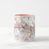Vintage Rosa Kirschblüte zeichnend minimale Tasse (Zentrum)