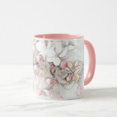 Vintage Rosa Kirschblüte zeichnend minimale Tasse (VorderseiteRechts)