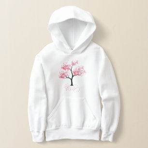 Vintage rosa Kirschblüten-Blume dunkle Wasserfarbe Hoodie