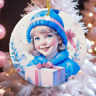Vintage Rosa Kleines Mädchen Weihnachten Personali Keramik Ornament