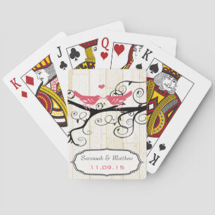 Vintage rosa Liebesvögel Hochzeitsgeschenk Spielka Spielkarten