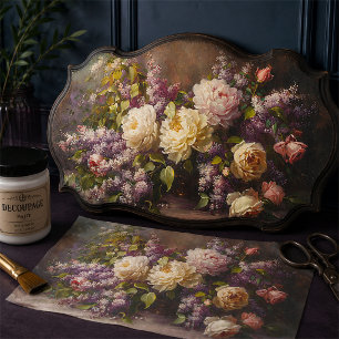 Vintage-Rosa-Lilien-Sträußchen-Blumen-Dekoupage Seidenpapier