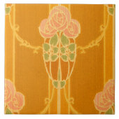 Vintage rosa Mackintosh Style Rose Cluster Muster Fliese (Vorderseite)