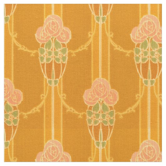 Vintage rosa Mackintosh Style Rose Cluster Muster Stoff (Nahaufnahme)