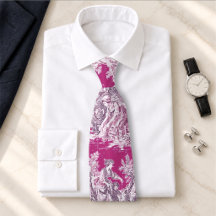 Vintage rosa Magenta Floral Toile de Jouy