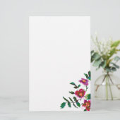 Vintage rosa Magenta-Rose, Aquarellrosa Rosen Briefpapier (Stehend Vorderseite)