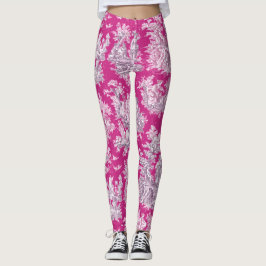 Vintage Rosa Magenta Toile de jouy Leggings