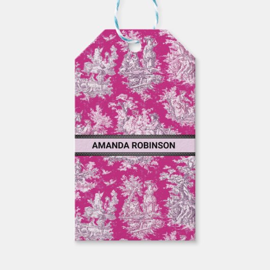 Vintage Rosa-Magentoilette Geschenkanhänger (Vorderseite)