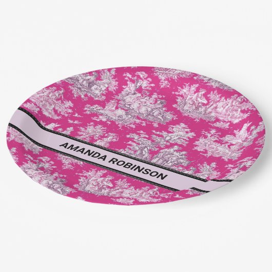 Vintage Rosa-Magentoilette Pappteller (Schrägansicht)