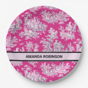 Vintage Rosa-Magentoilette Pappteller